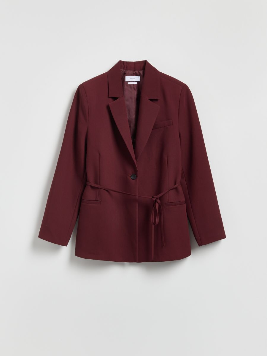 Blazer with tie detail - burgundy - RESERVED