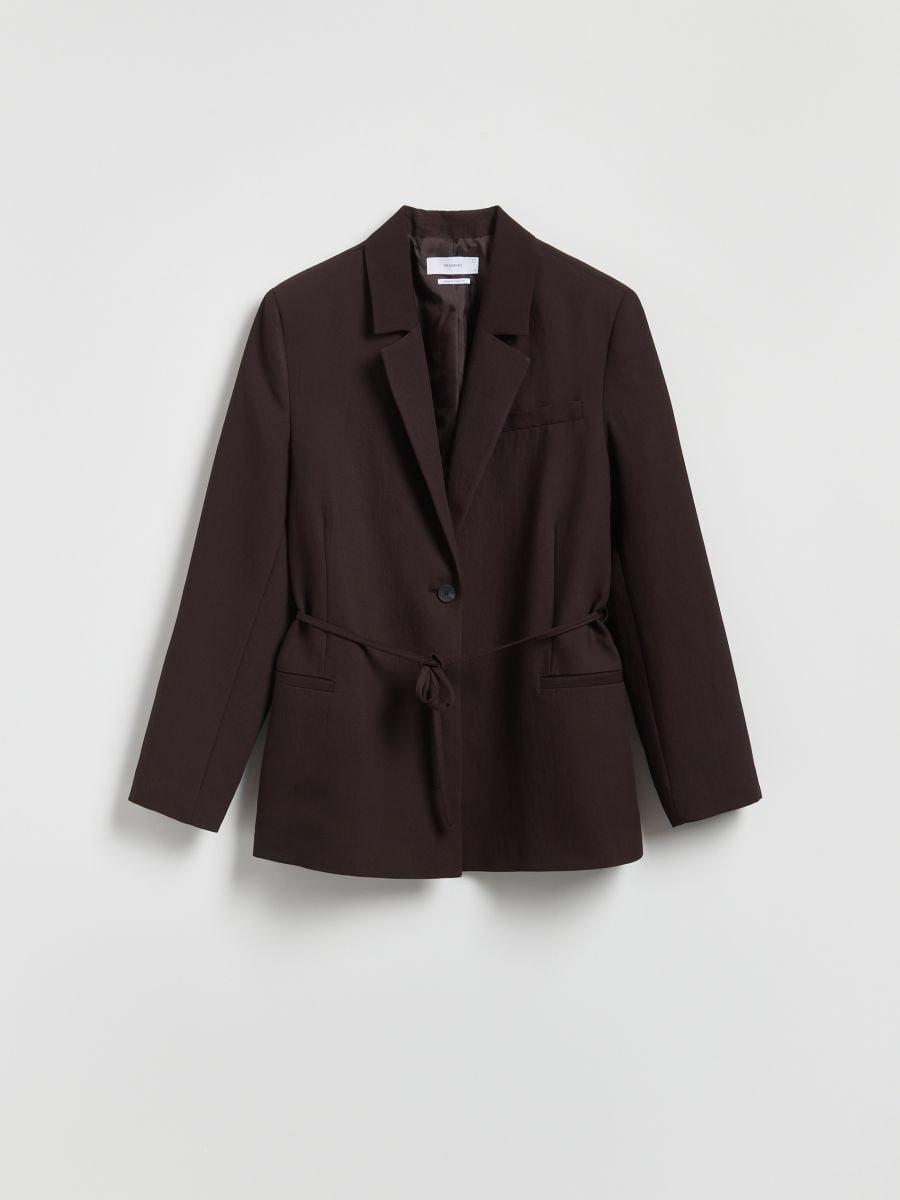 Blazer with tie detail - dark brown - RESERVED