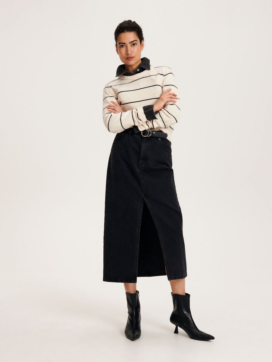 Sweter w paski - kremowy - RESERVED - 2