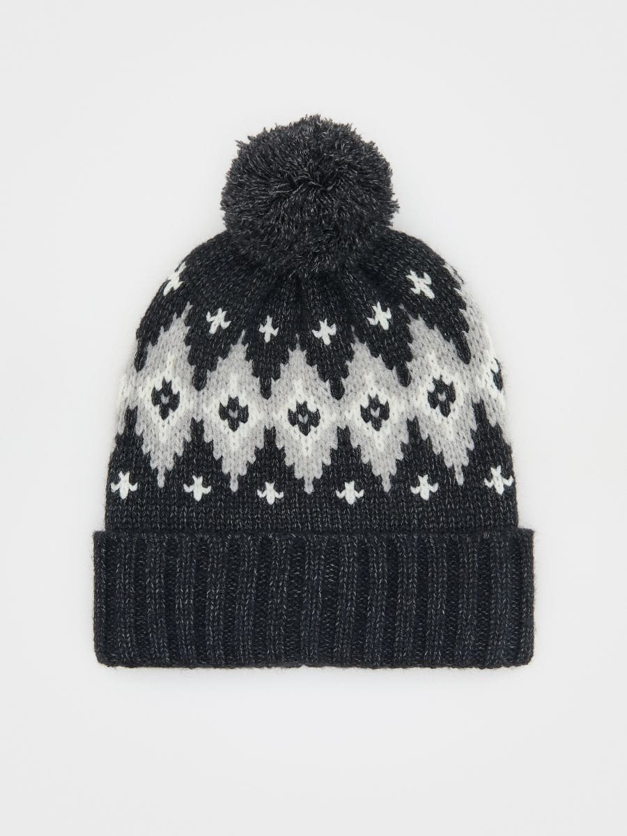 Beanie with pom pom - dark grey - RESERVED