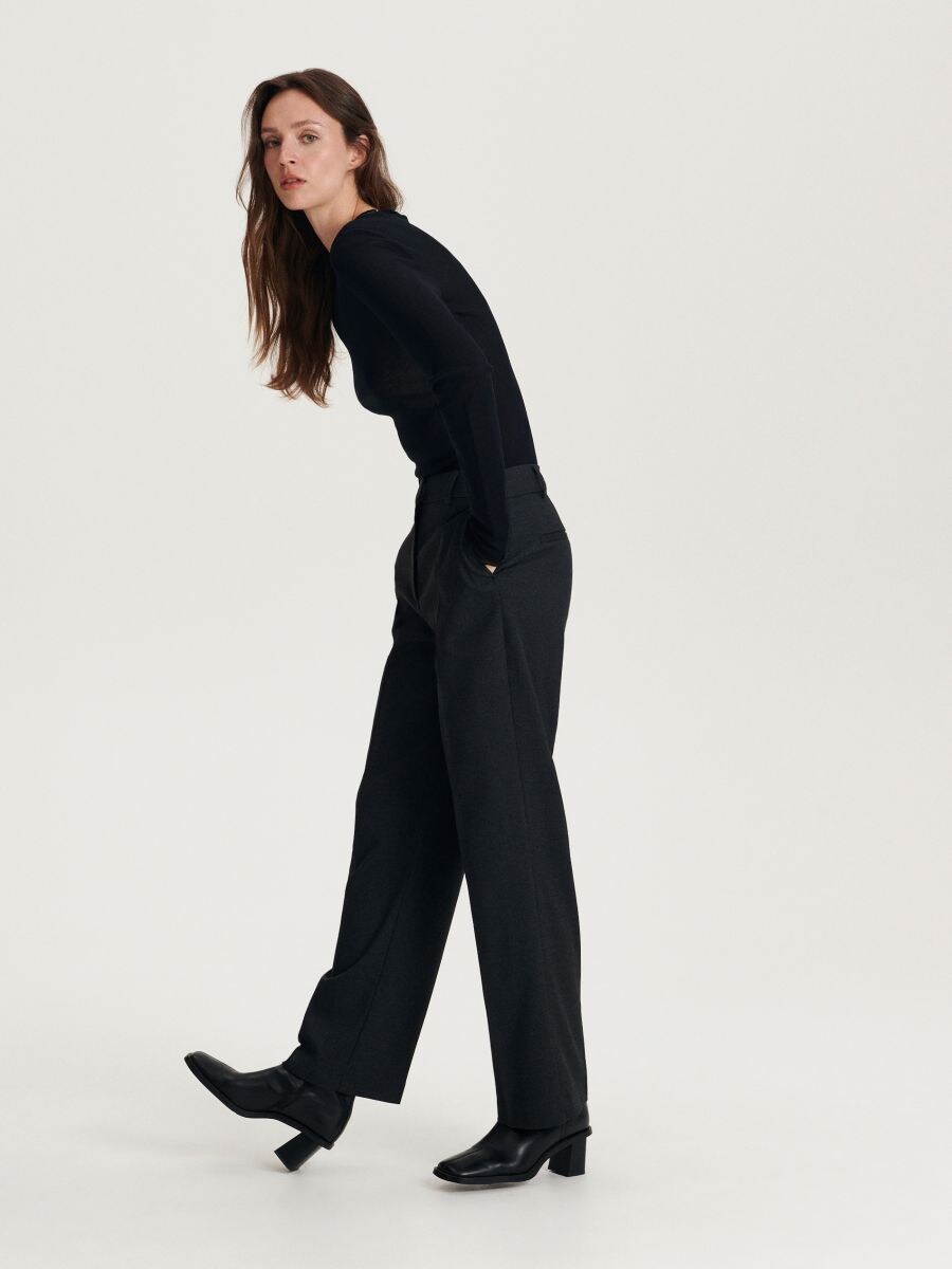 Classic design viscose blend trousers - anthracite - RESERVED - 3