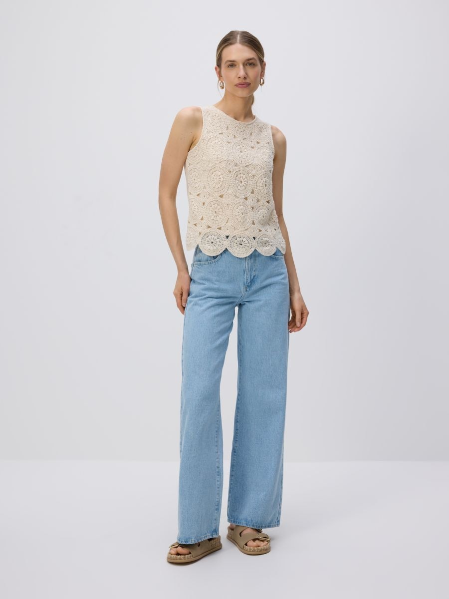 Cotton openwork top - cream - RESERVED - 3