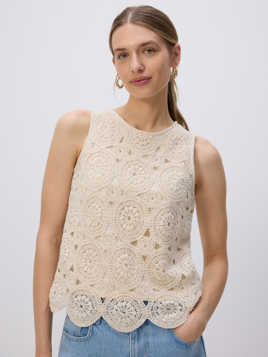 LADIES` BLOUSE - кремовий - RESERVED