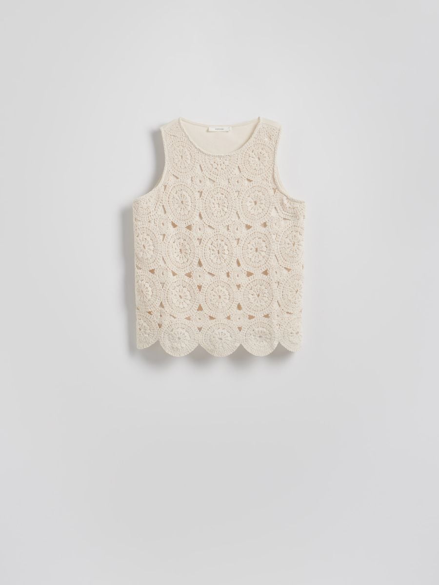 Cotton openwork top - cream - RESERVED - 5