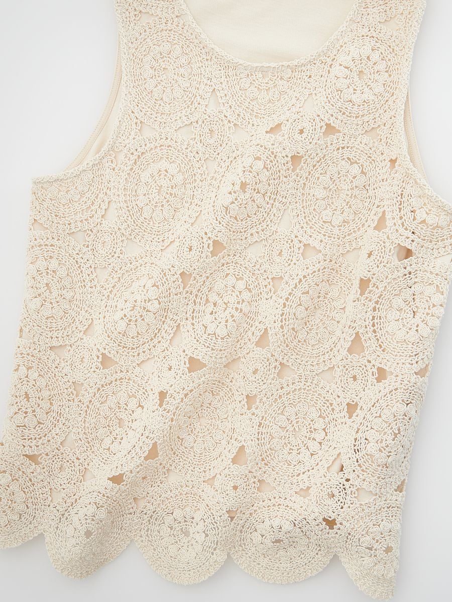 Cotton openwork top - cream - RESERVED - 7