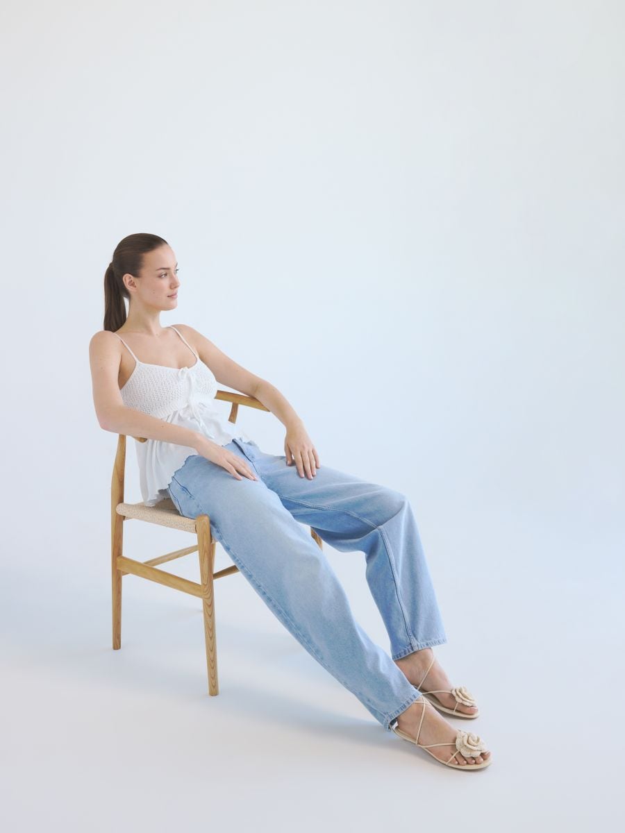 Top with crocheted top part - cream - RESERVED - 4