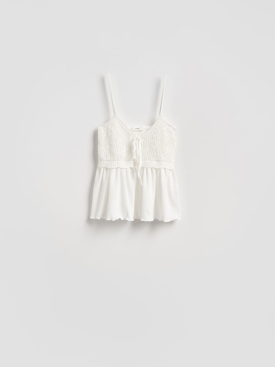 Top with crocheted top part - cream - RESERVED - 5