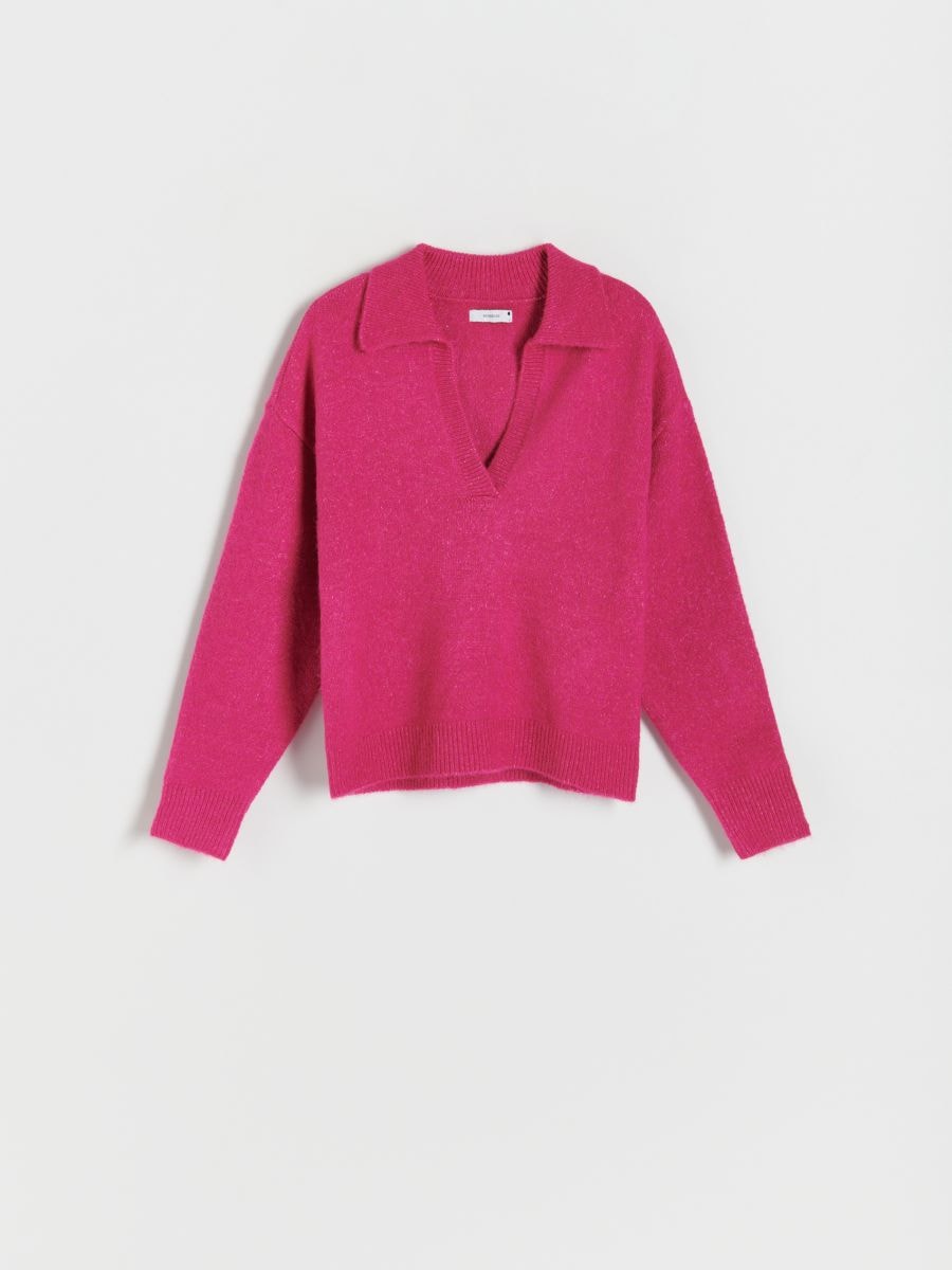 Pullover mit Kragen - pink - RESERVED - 3