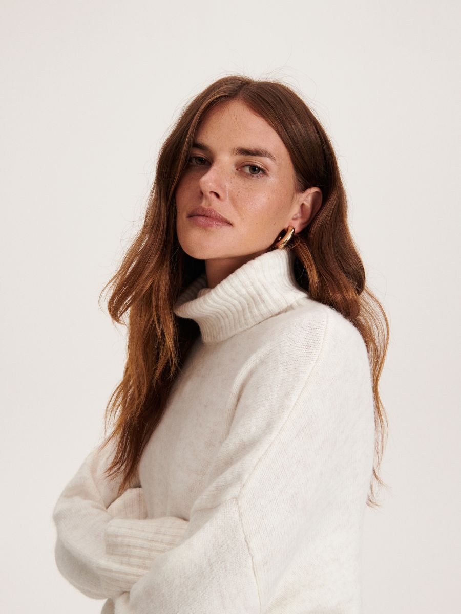 Turtleneck jumper - cream - RESERVED - 2