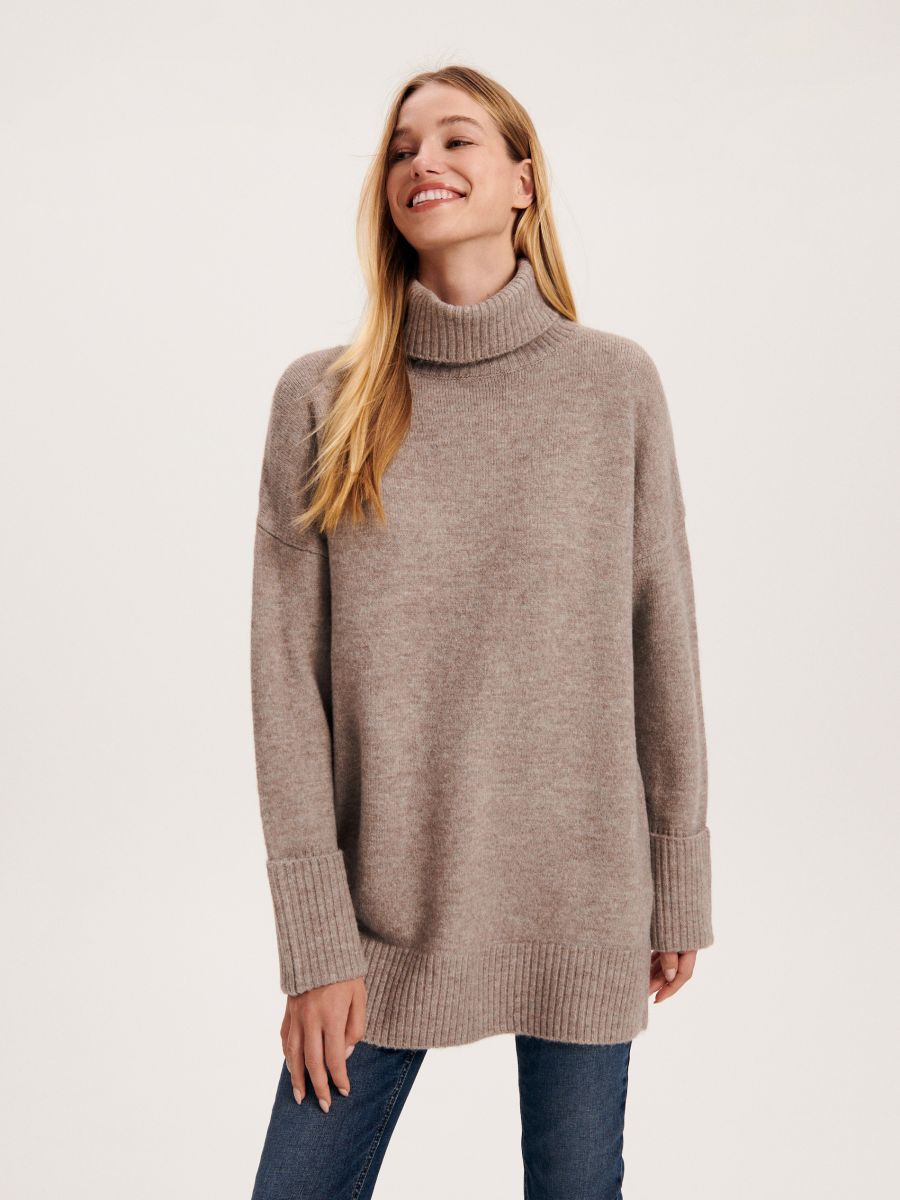 Turtleneck jumper - coffee - RESERVED - 2