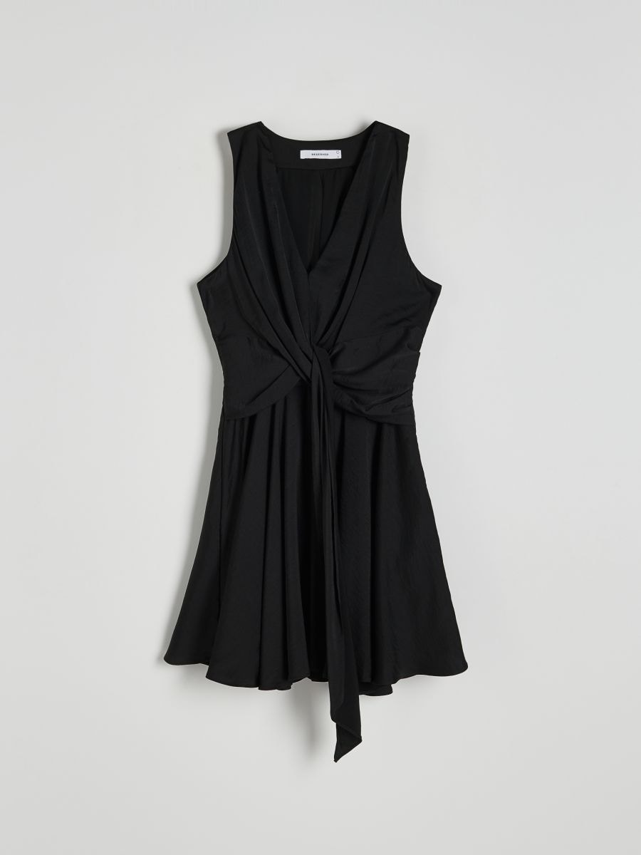 Dress with decorative tie detail - black - RESERVED