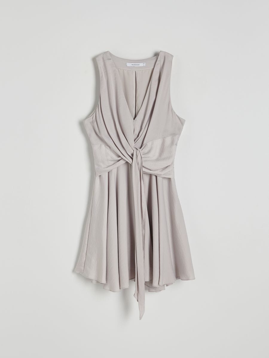 Dress with decorative tie detail - silver - RESERVED