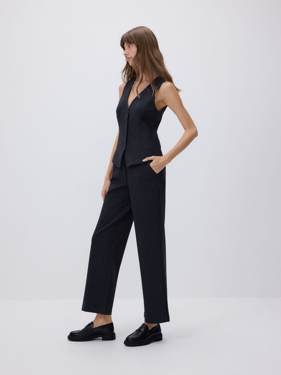Loose rib knit trousers - dark grey - RESERVED