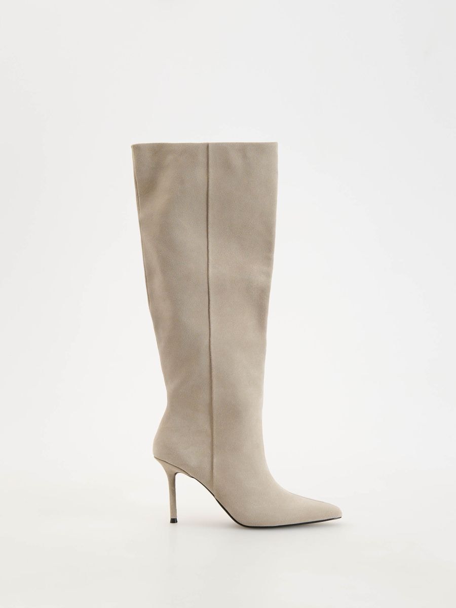 Raulederstiefel mit Absatz - light grey - RESERVED