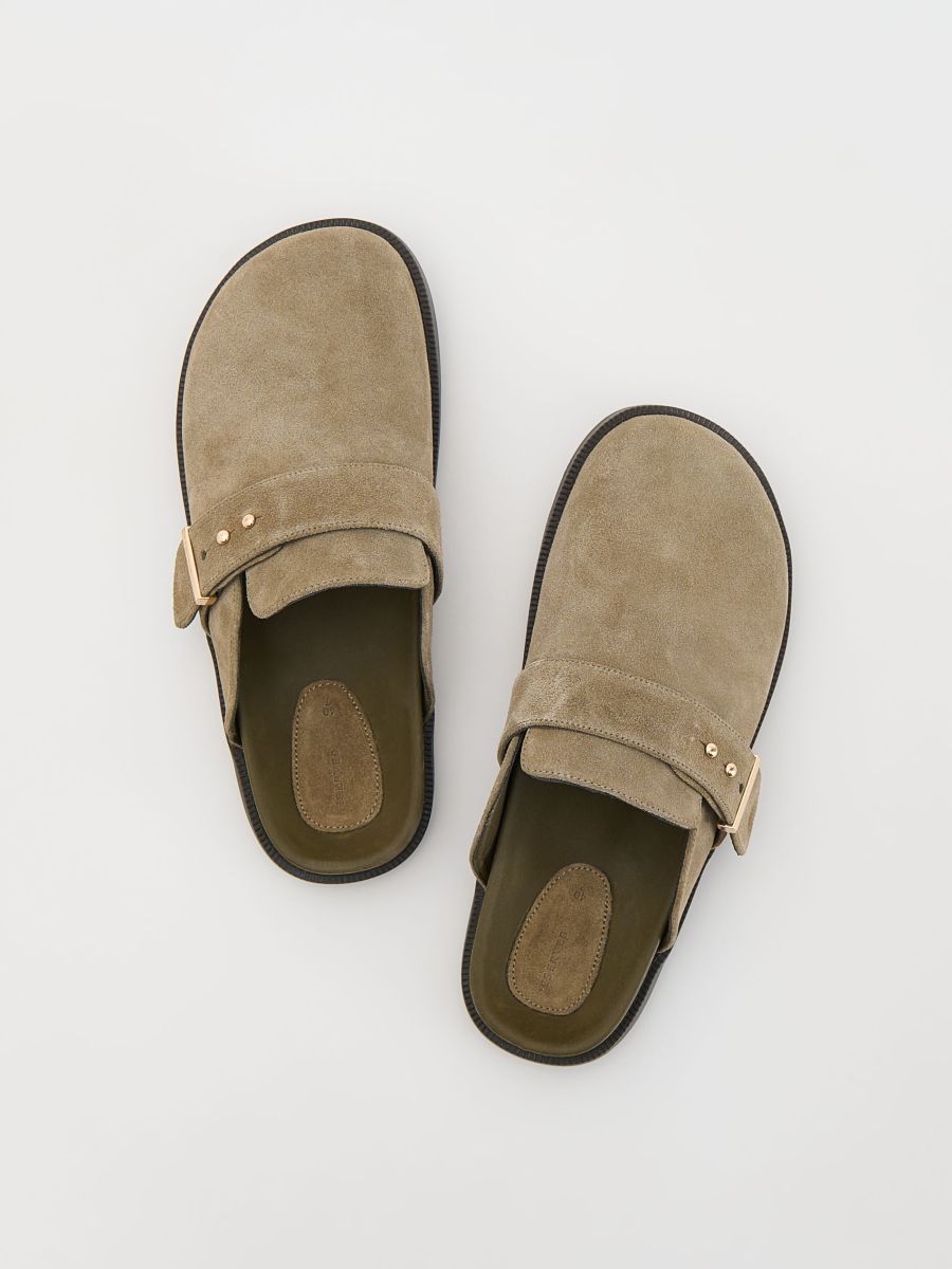 Mules en daim - vert olive - RESERVED - 4