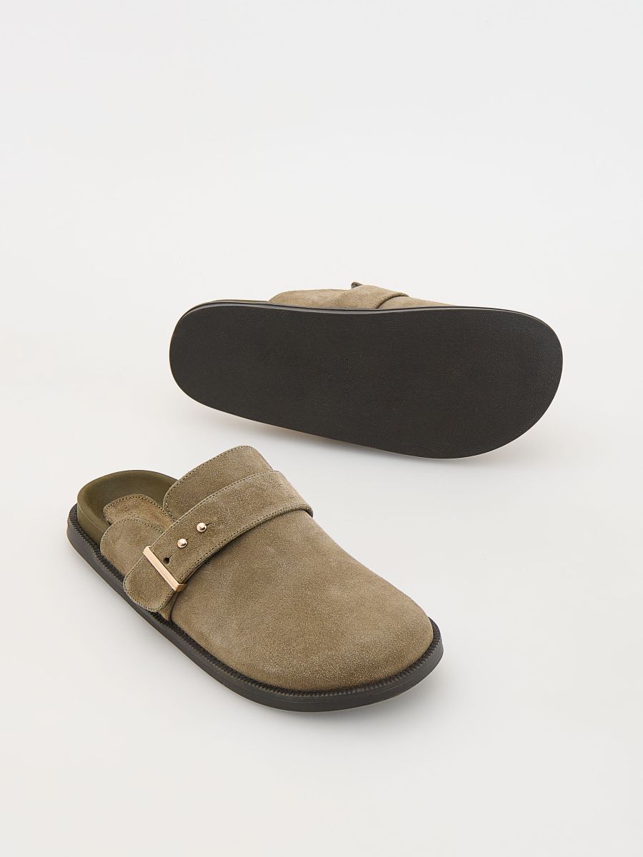 Mules en daim - vert olive - RESERVED - 6