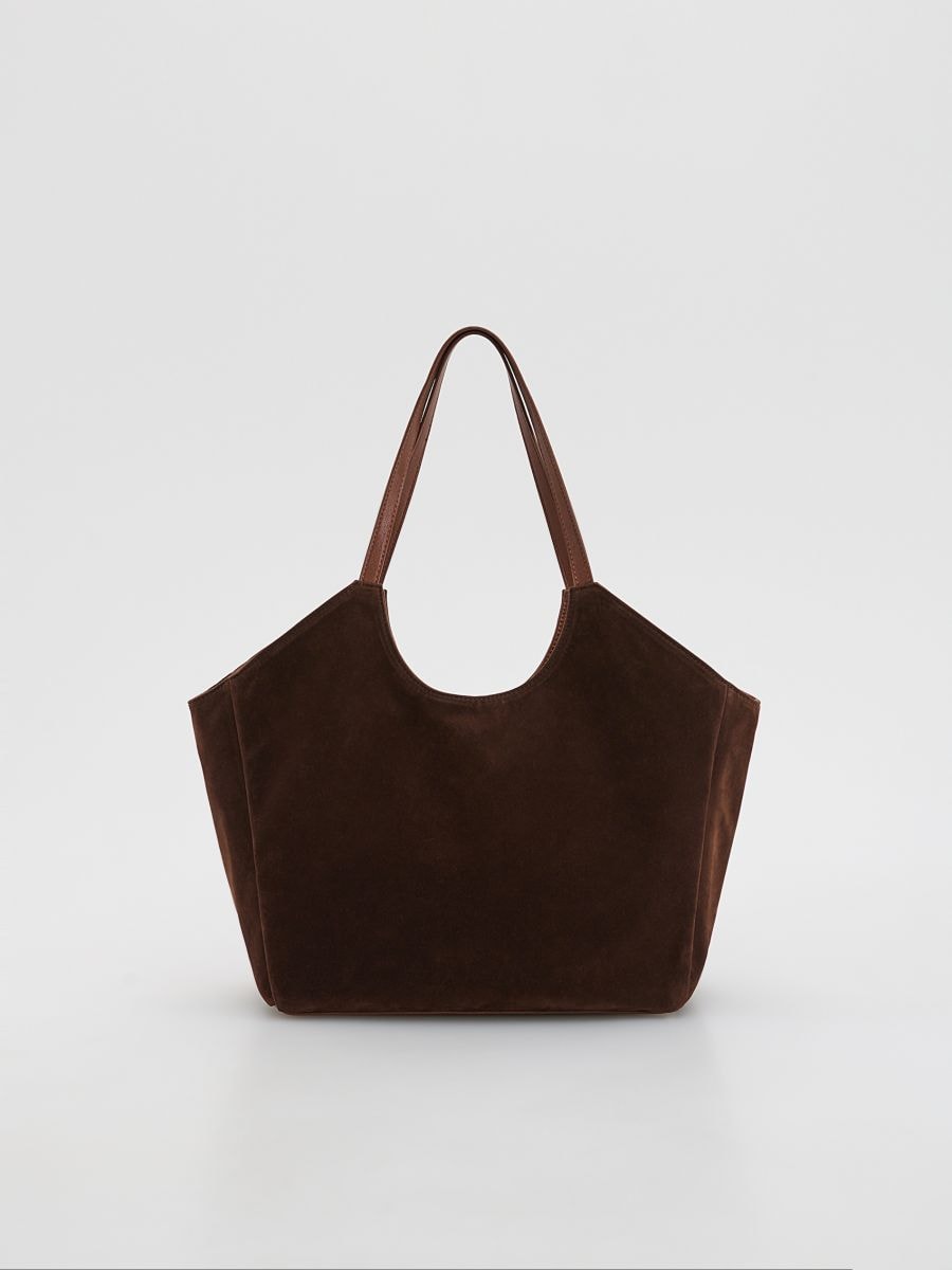 Művelúr shopper táska - barna - RESERVED