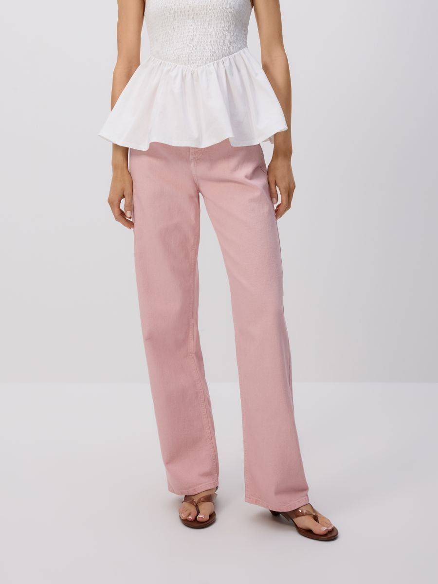 Jeansy wide leg - różowy - RESERVED