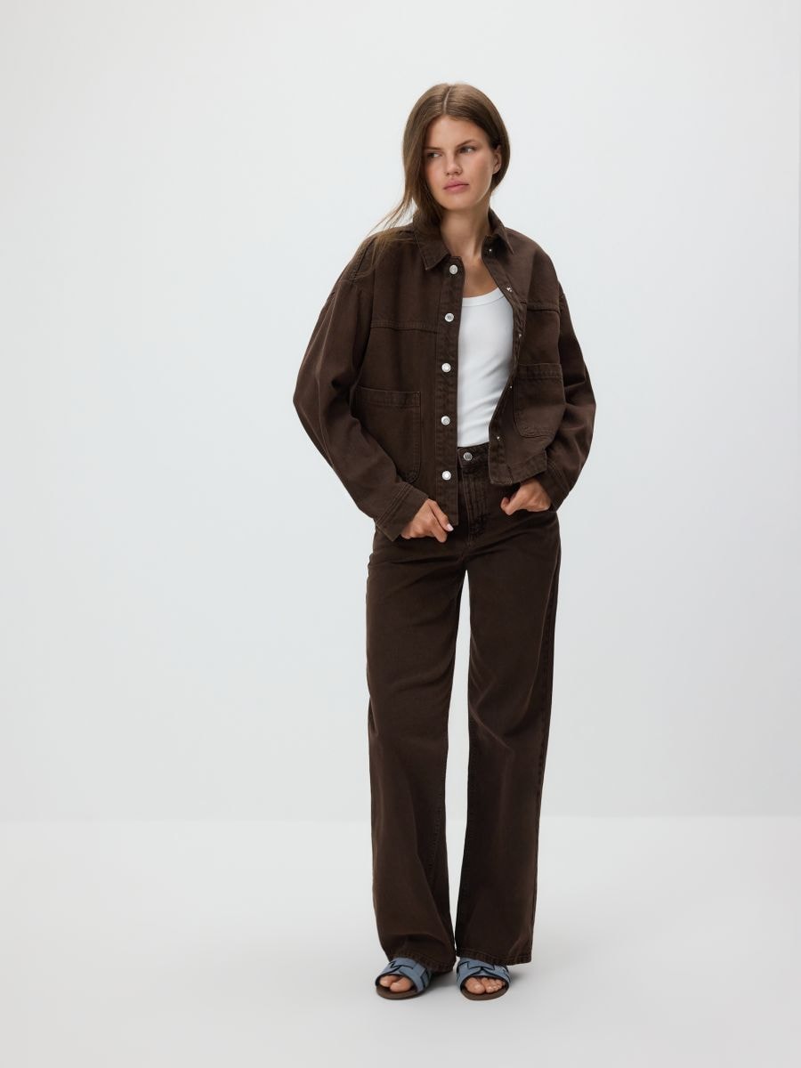 Wide leg jeans - brown - RESERVED