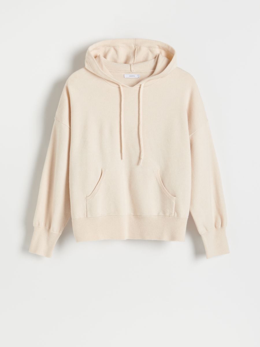Sweter z kapturem - kremowy - RESERVED - 3