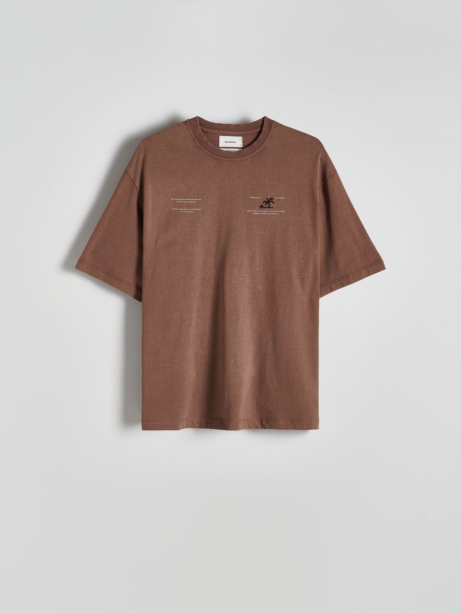 Oversize-T-Shirt mit Print am Rücken Farbe dunkelbraun - RESERVED 