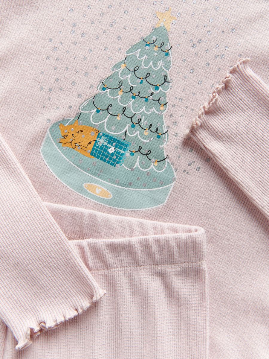 Christmas pyjama set with print - pastel pink - RESERVED - 2
