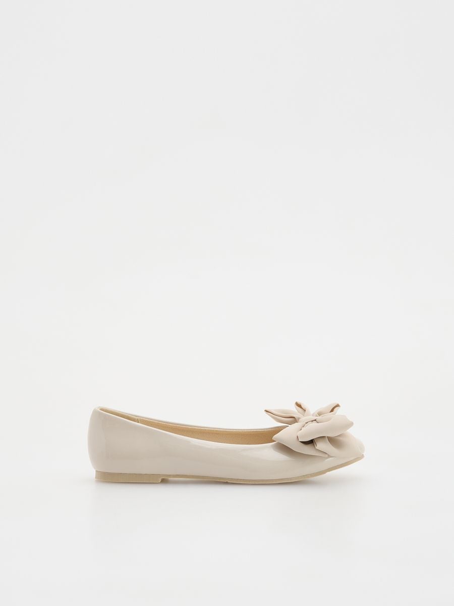 Patent ballerina shoes with bow detail - nude - RESERVED - 2