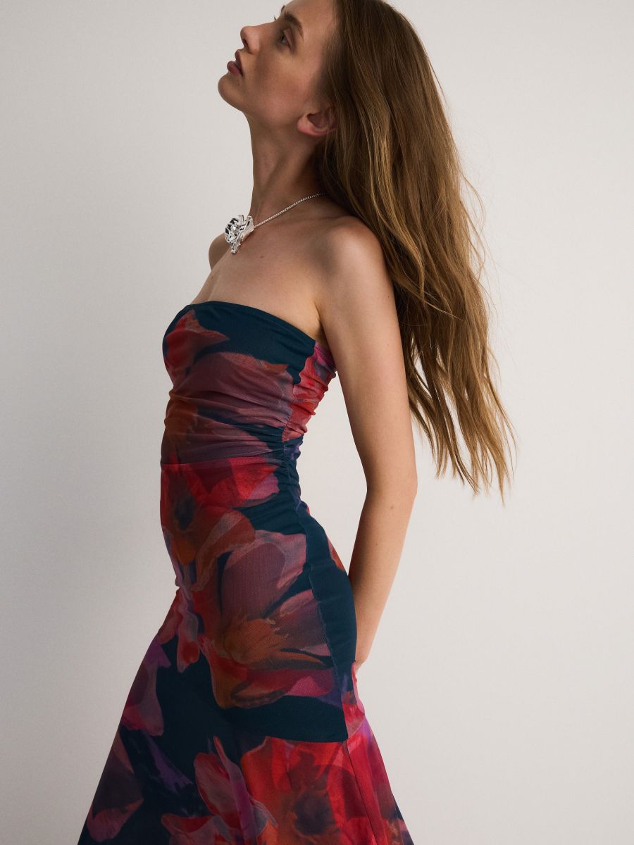Midi dress with floral pattern - multicolor - RESERVED - 6
