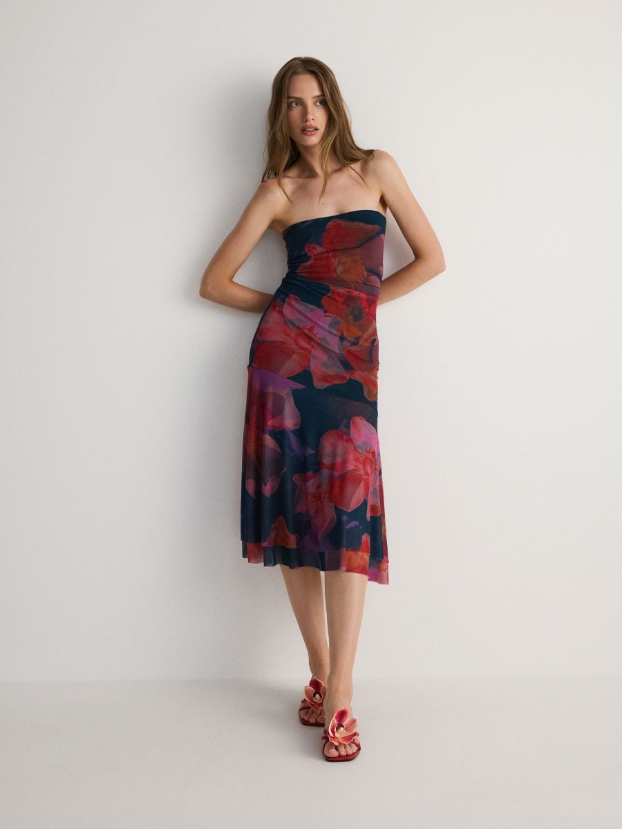 Midi dress with floral pattern - multicolor - RESERVED - 7