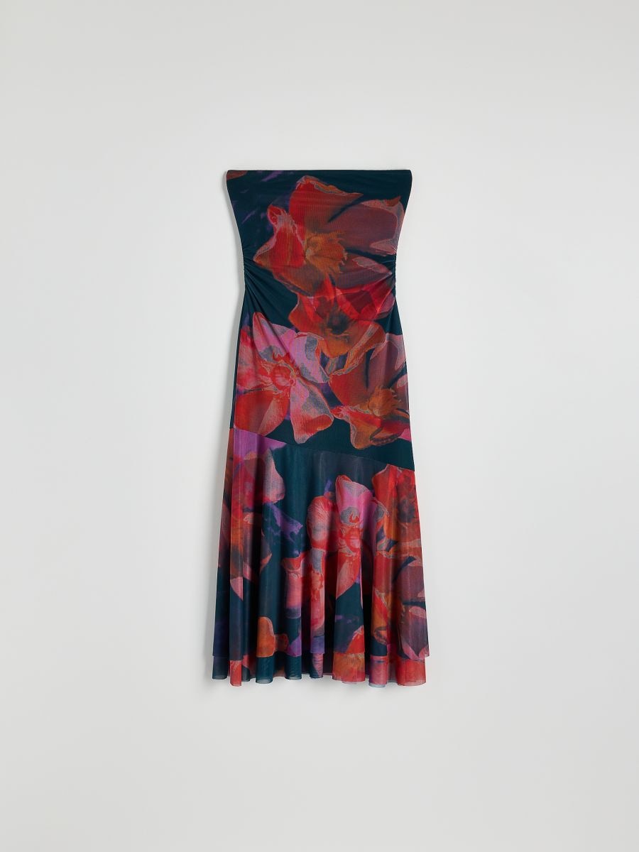 Midi dress with floral pattern - multicolor - RESERVED - 3