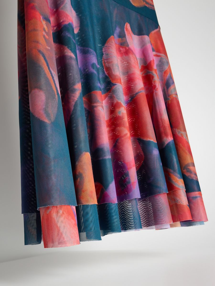 Midi dress with floral pattern - multicolor - RESERVED - 5