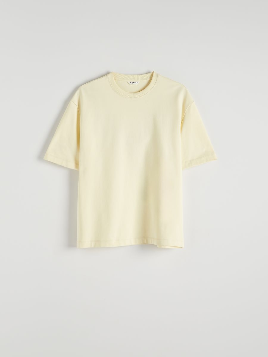 Plain boxy T-shirt - light yellow - RESERVED