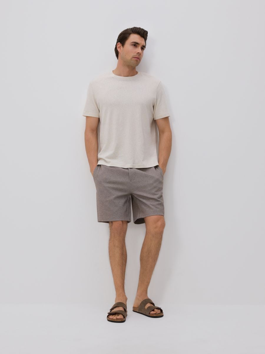 Regular shorts met structuur - kastanjebruin - RESERVED - 2