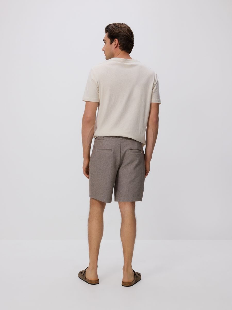 Regular shorts met structuur - kastanjebruin - RESERVED - 4