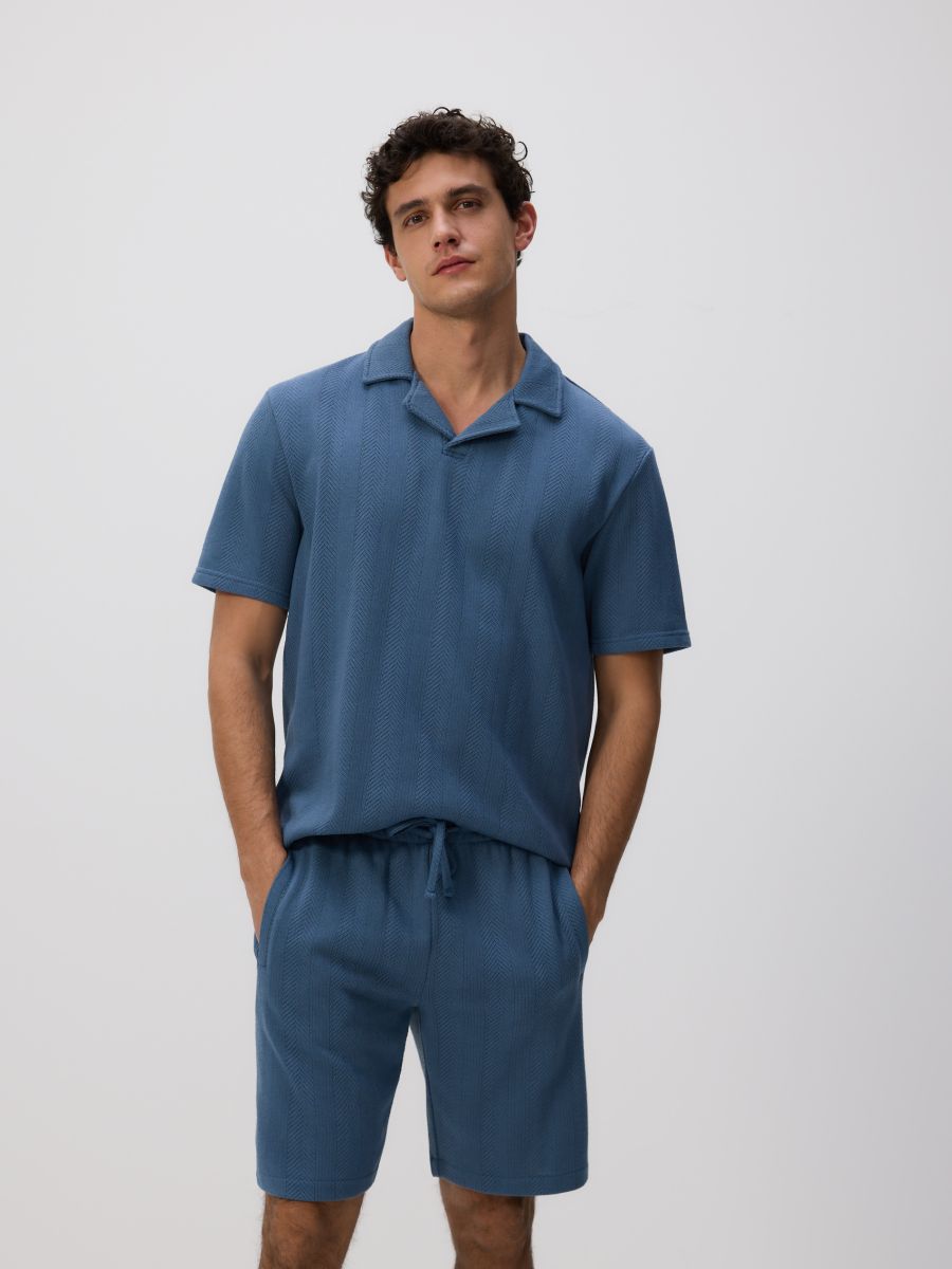 Short regular texturé - steel blue - RESERVED