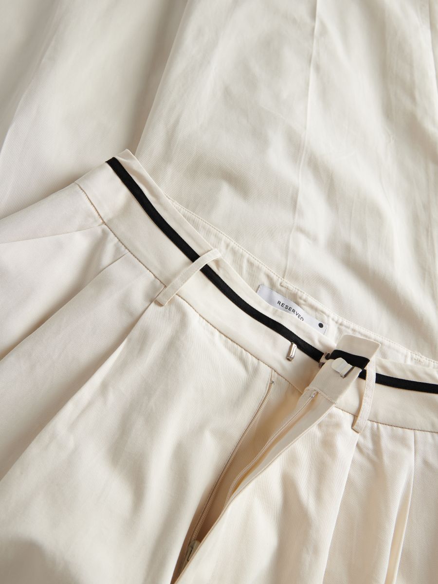 Cotton trousers with pressed crease - cream - RESERVED - 5
