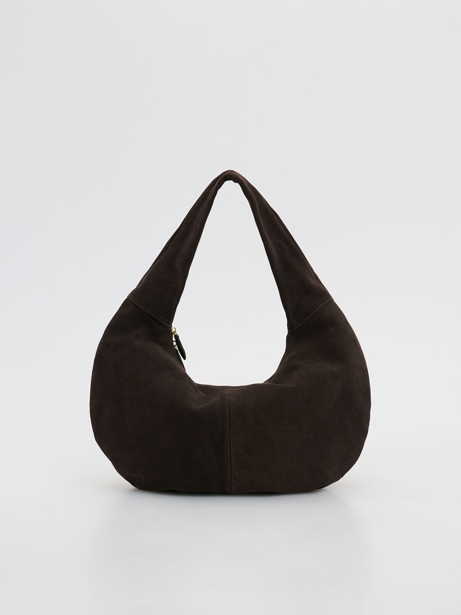Leather hobo bag - dark brown - RESERVED