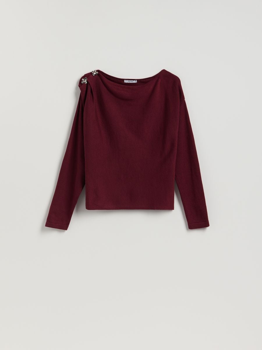 Trøje med applikation - rødbrun - RESERVED