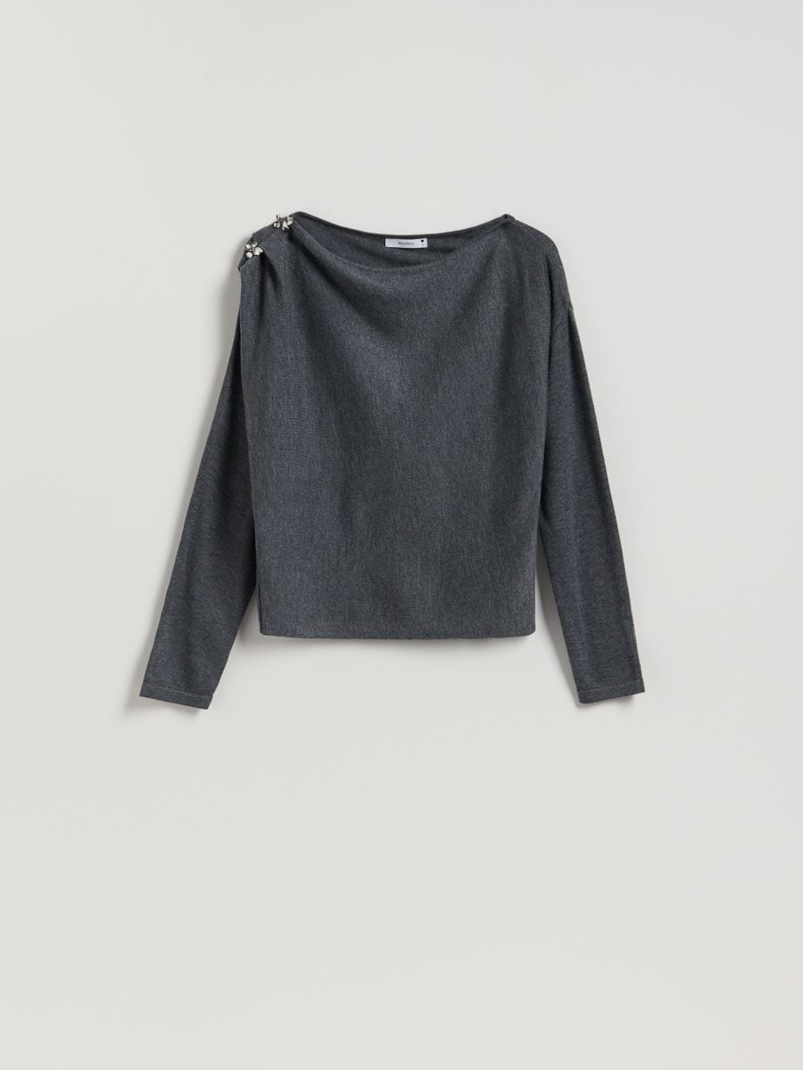 Trøje med applikation - mørkegrå - RESERVED