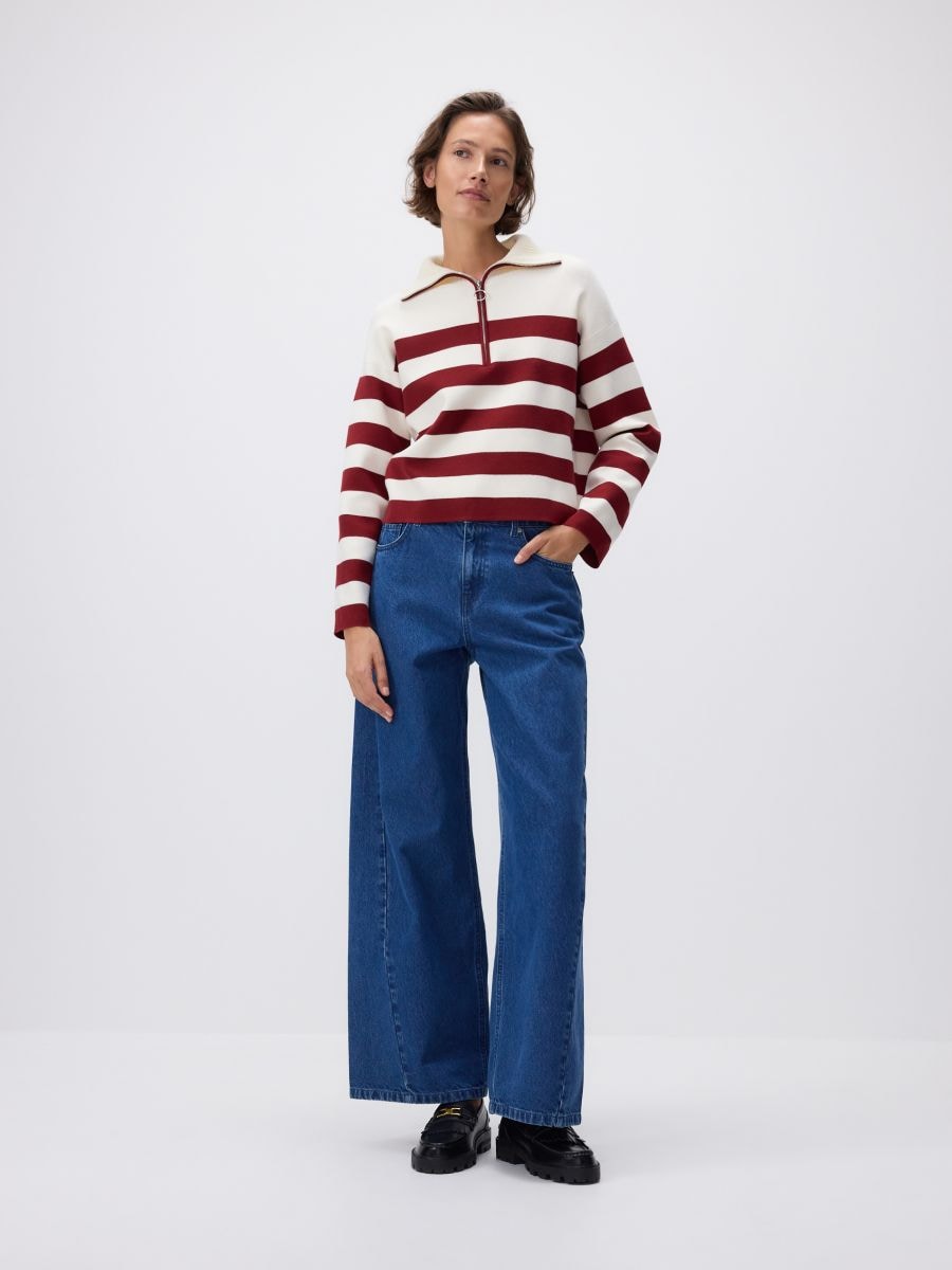 Half zip viscose blend jumper - multicolor - RESERVED - 3