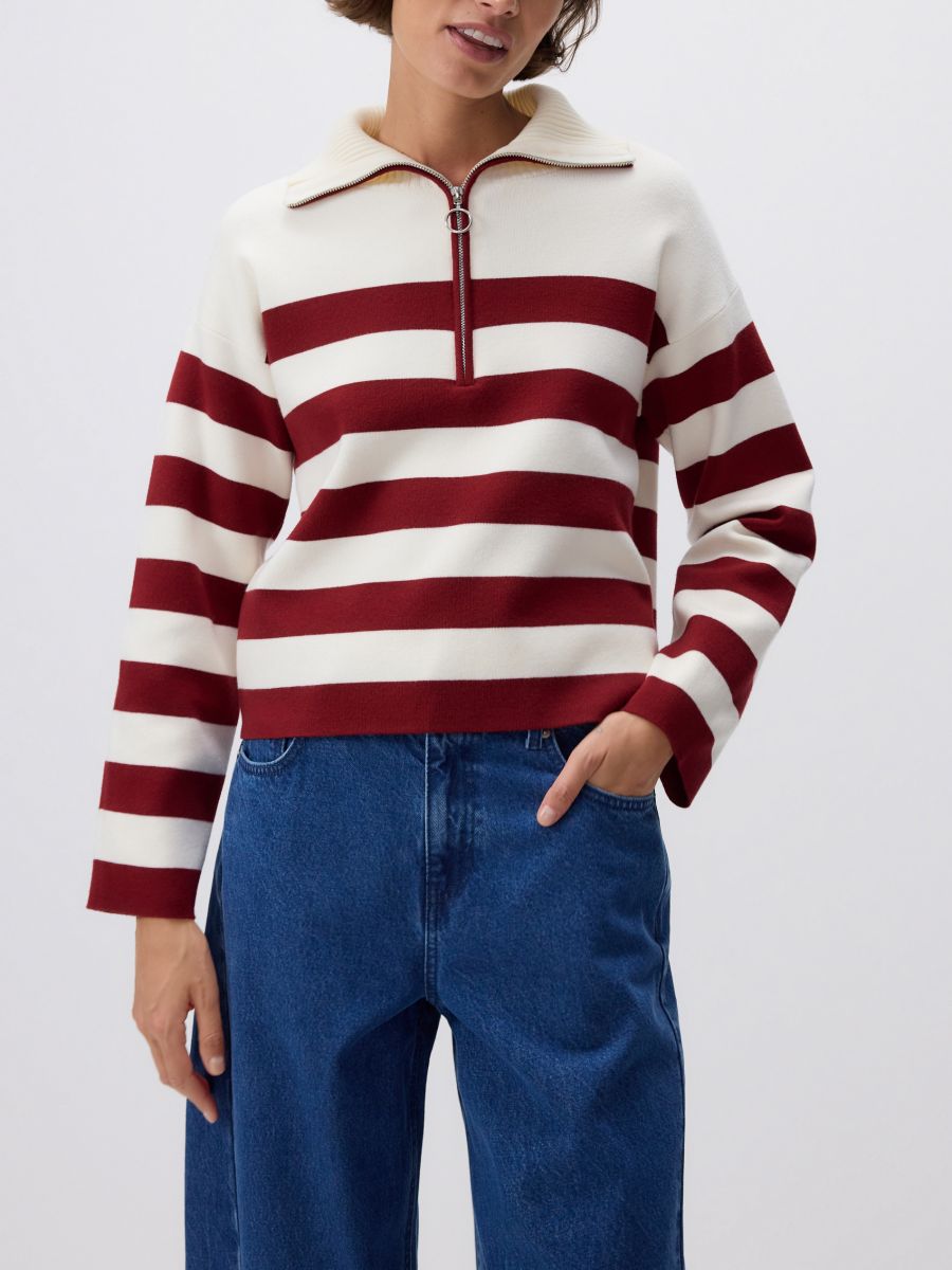Half zip viscose blend jumper - multicolor - RESERVED - 2