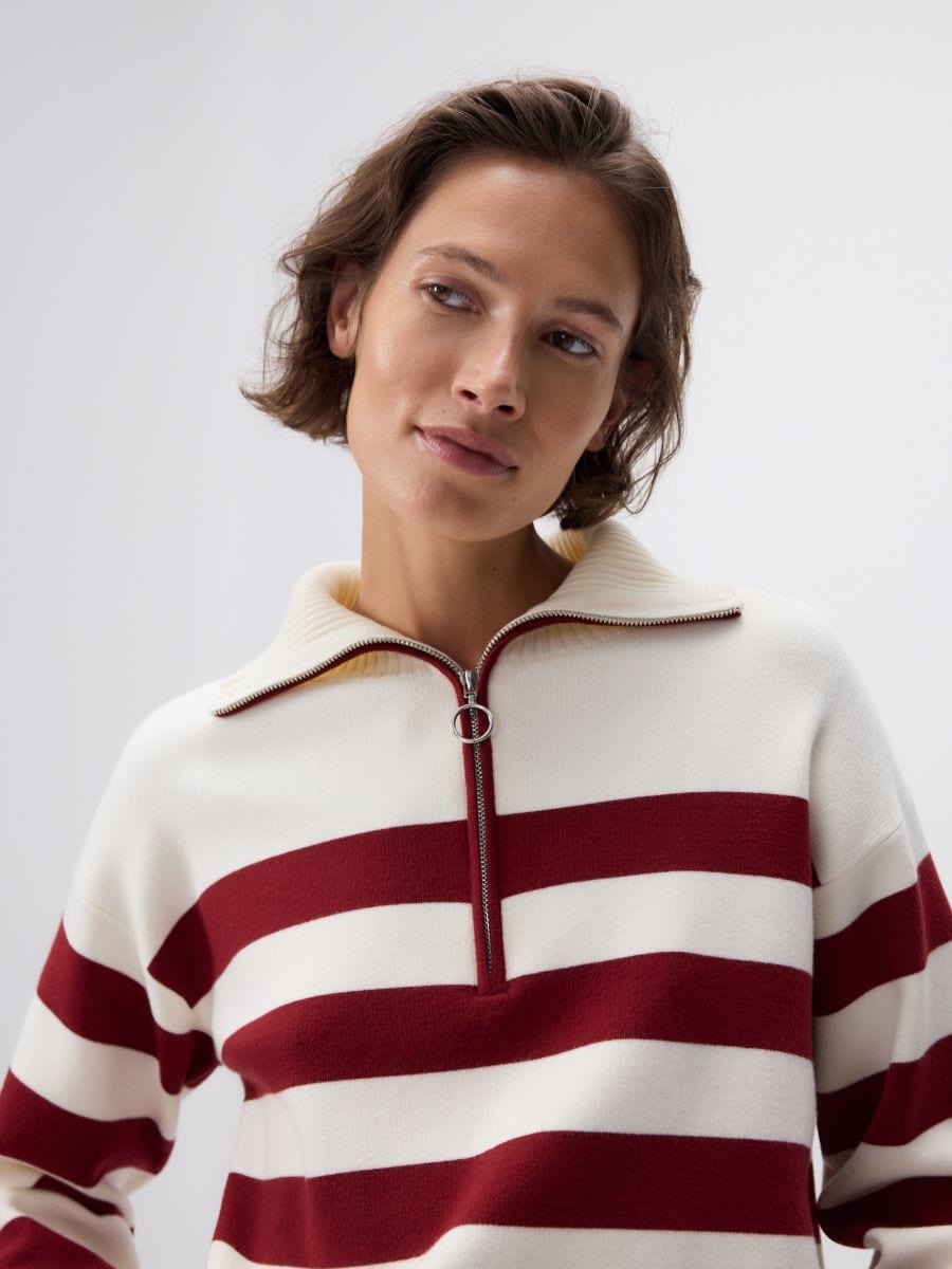 Half zip viscose blend jumper - multicolor - RESERVED - 4