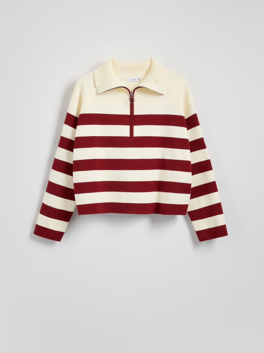 Half zip viscose blend jumper - multicolor - RESERVED - 6