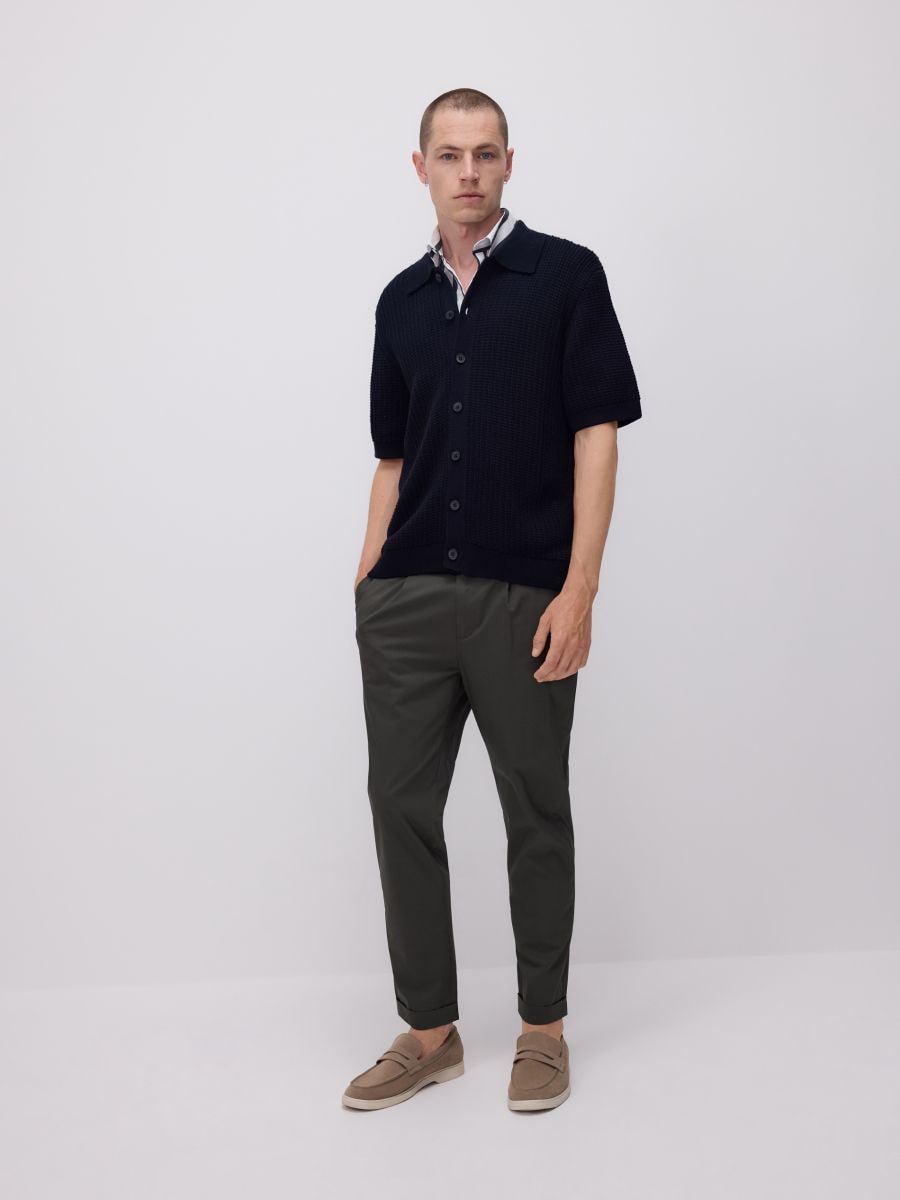 Hlače chino slim - prašno zelena - RESERVED - 3