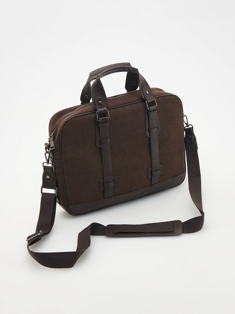 Shoulder bag with handles - dark brown - RESERVED - 4