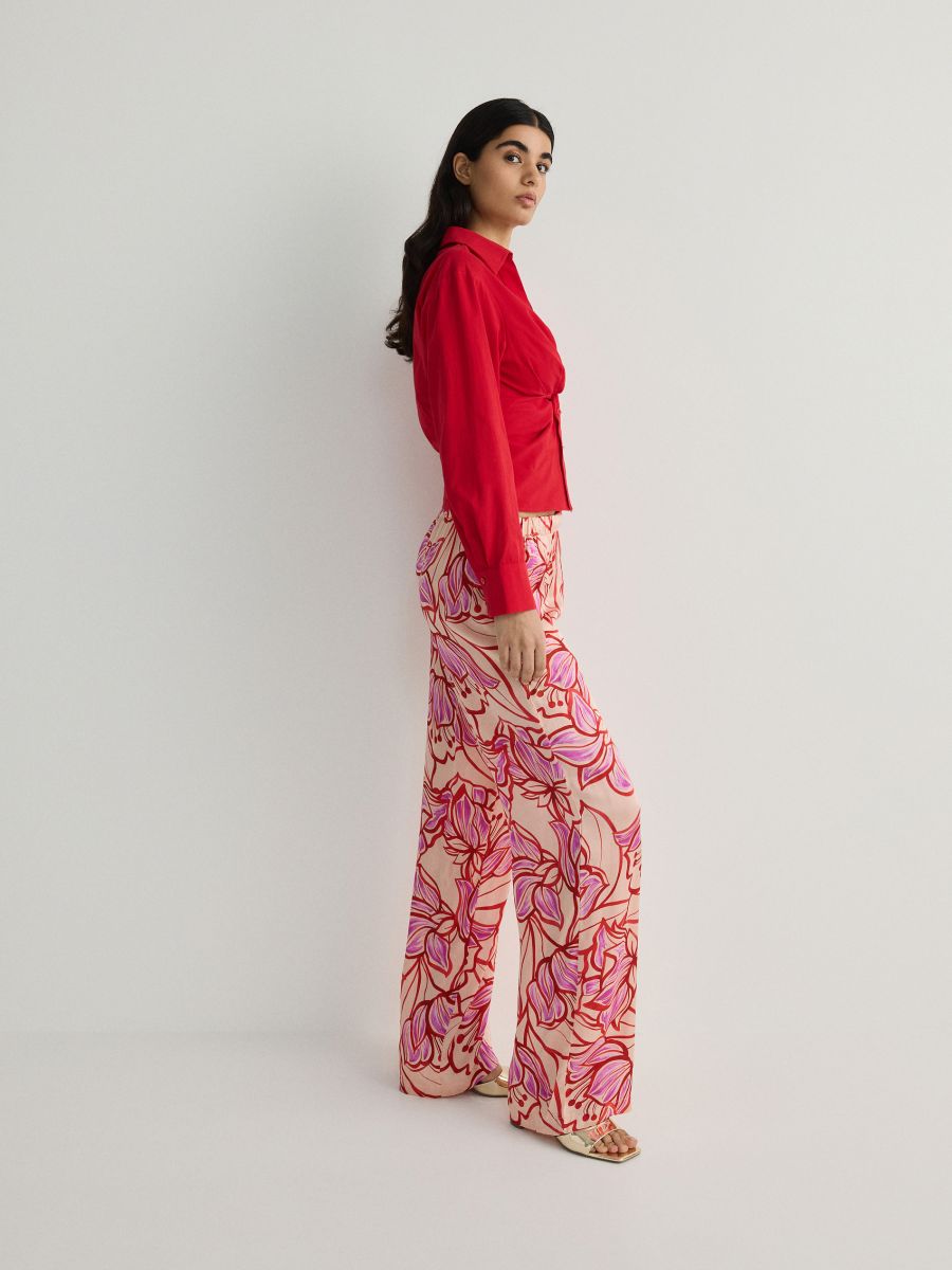 Wide leg viscose trousers - multicolor - RESERVED