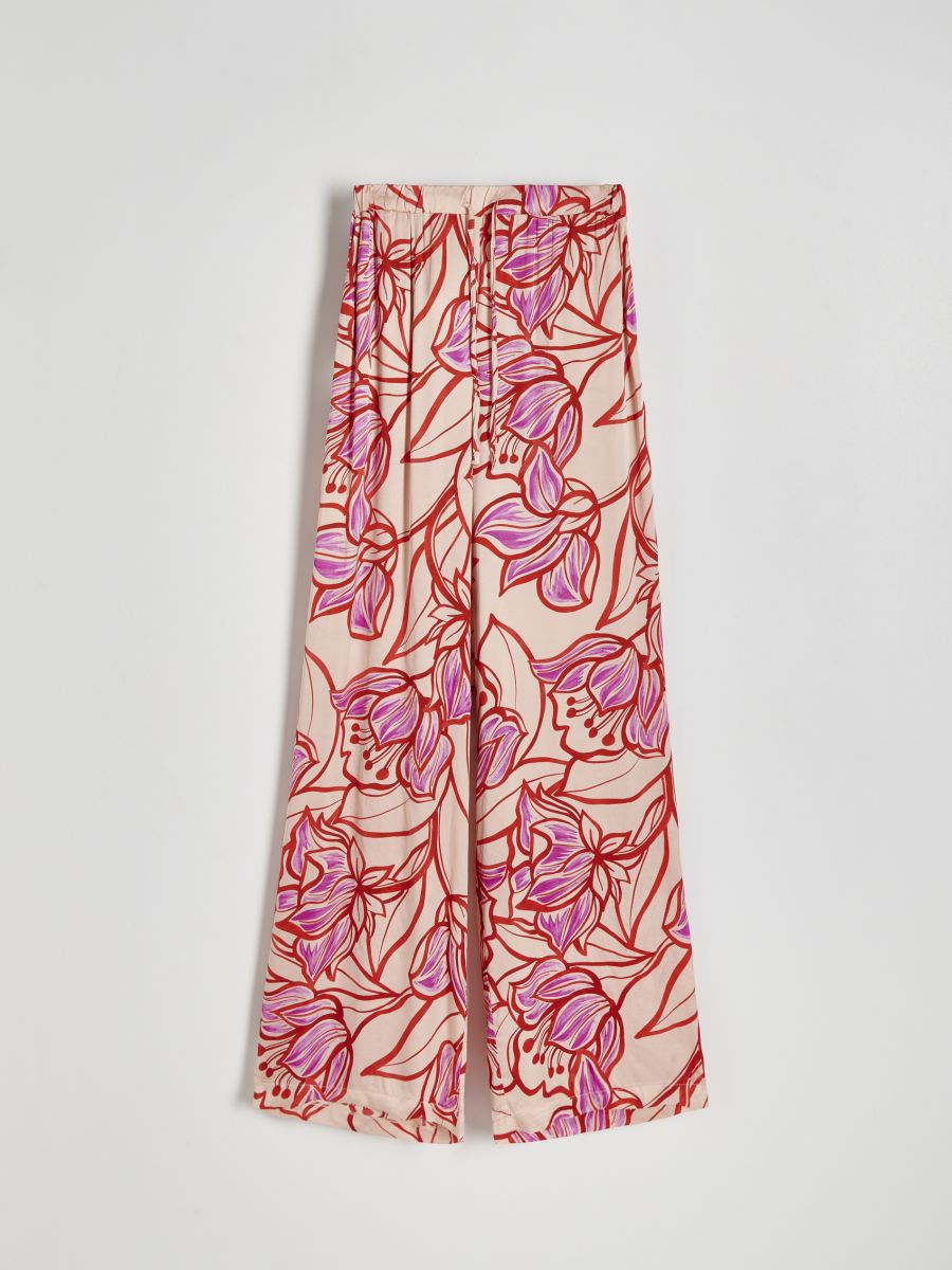 Wide leg viscose trousers - multicolor - RESERVED - 4