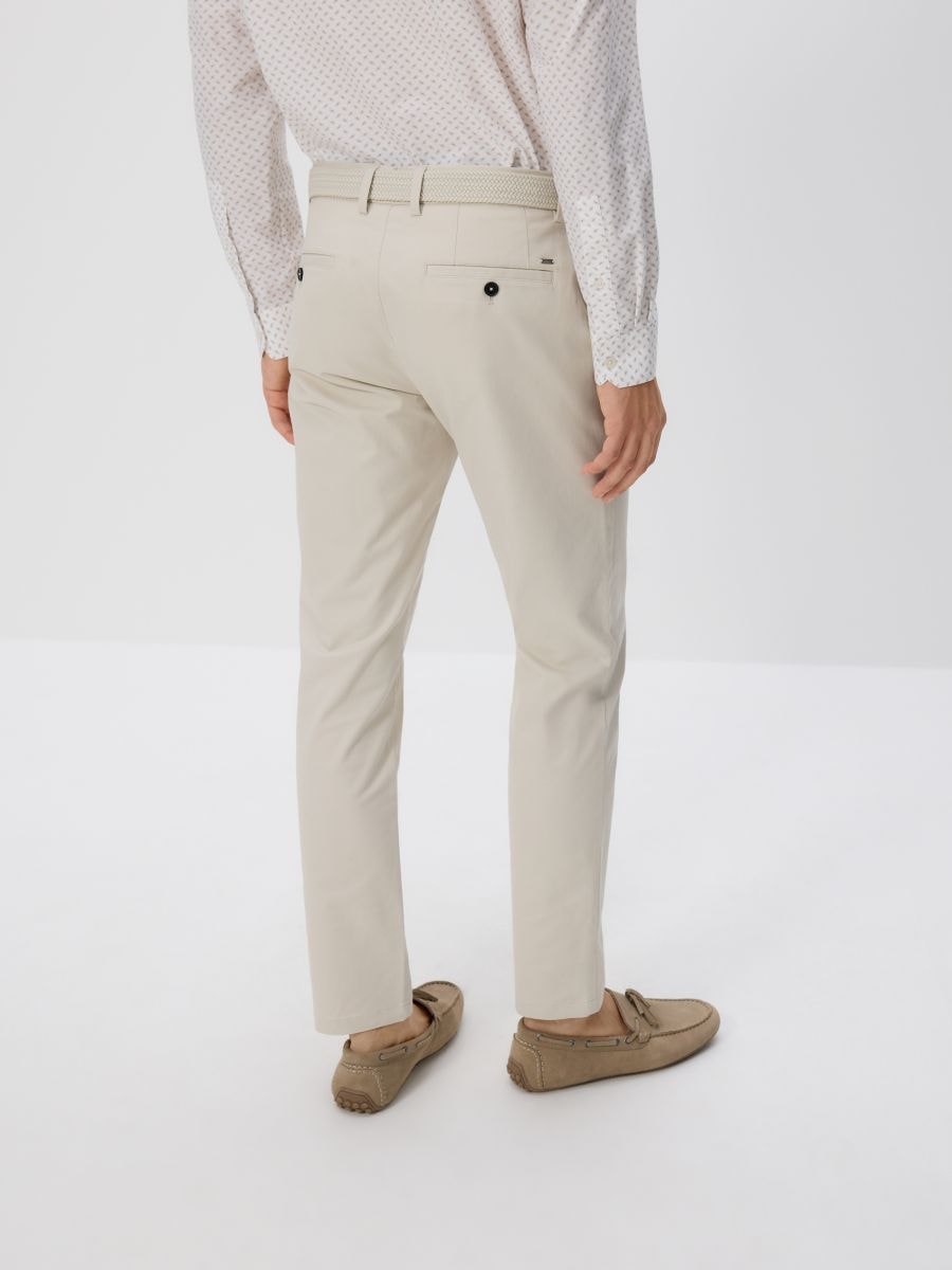 Chino slim trousers with belt - beige - RESERVED - 3