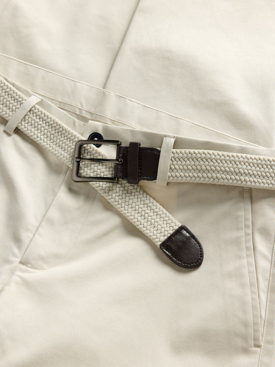 Chino slim trousers with belt - beige - RESERVED - 5