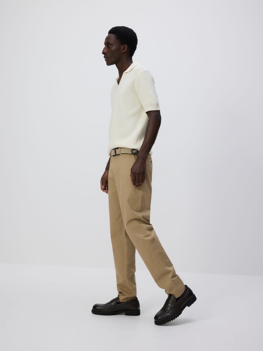 Chino slim trousers with belt - beige - RESERVED - 2